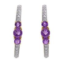 Amethyst & Diamond Earrings Half Hoop 202//202